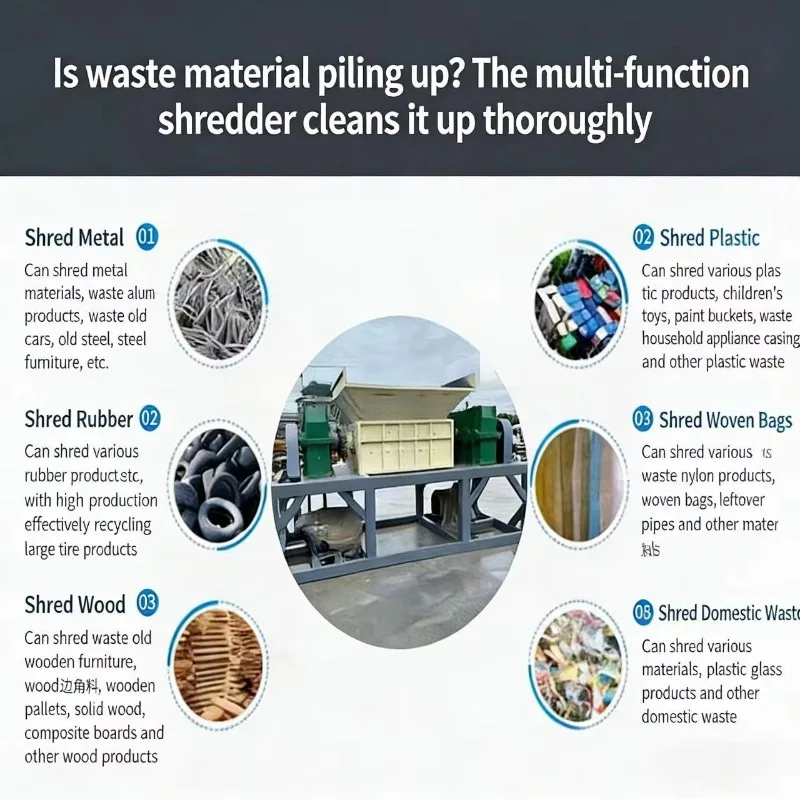 Customized Waste Plastic Crusher Double Shaft Automatic Waste Shredder Machine For Plastic Bottles Barrels Household Garbage