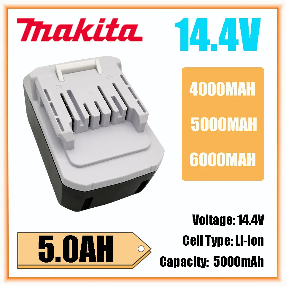 

Makita 14.4V 5.0AH Rechargeable Li-Ion Battery For Makita Mak BL1415G BL1413G BL1460G DC18WA UH480D UH520D UM165D UR140D DMR106