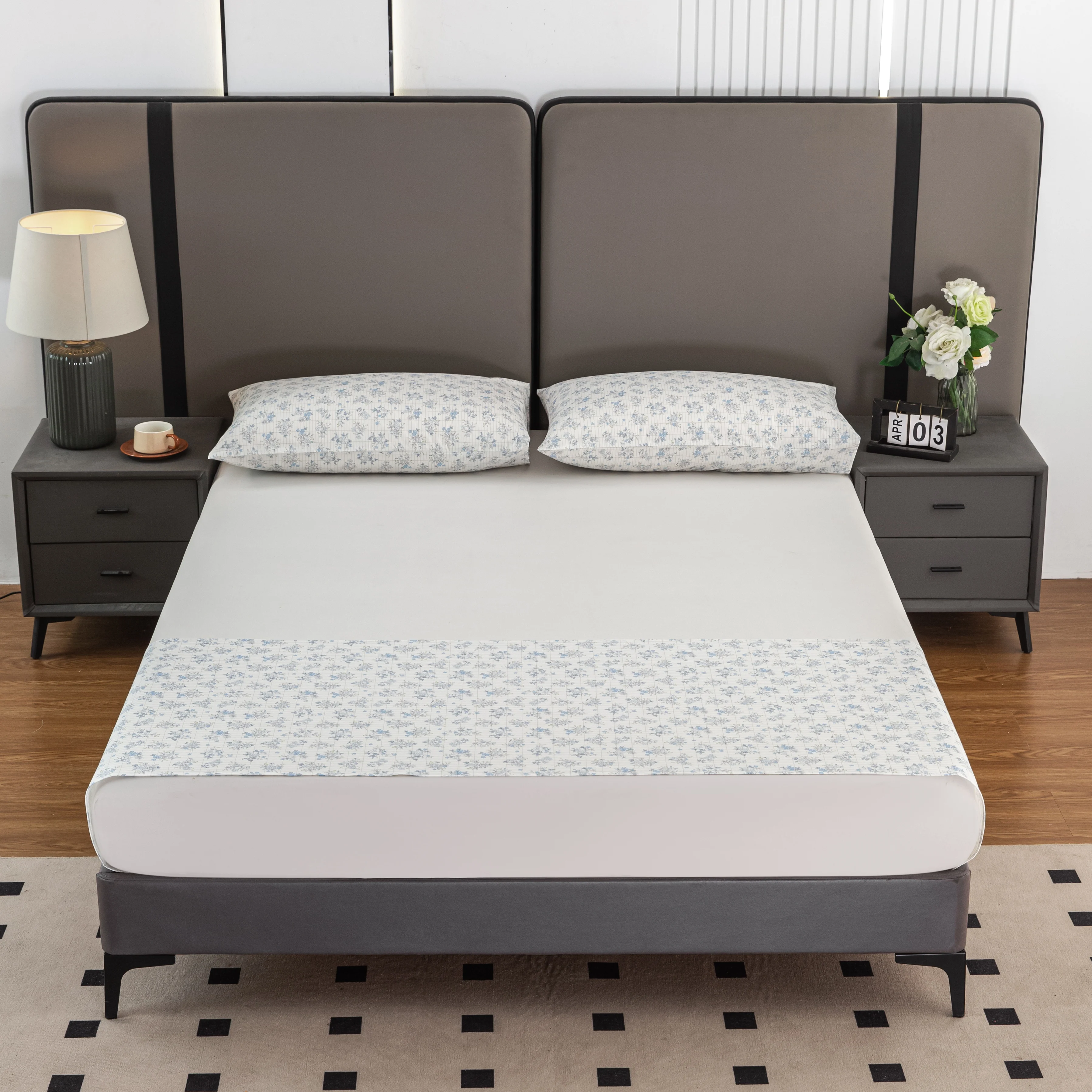 

Grounding Earthing Bed Sheet White Floral Print Design 167*250 cm Flat Sheet EMF Protection Anti-Static Breathable Comfortable
