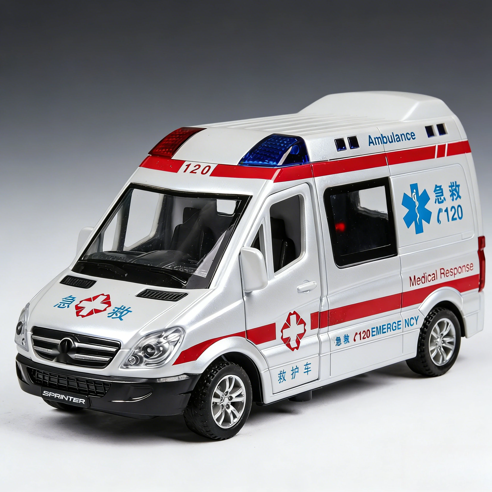 

Модель-имитация скорой помощи/спецназа/пожарной машины из сплава, масштаб 1:32, со звуком и светом, игрушка-подарок для детей