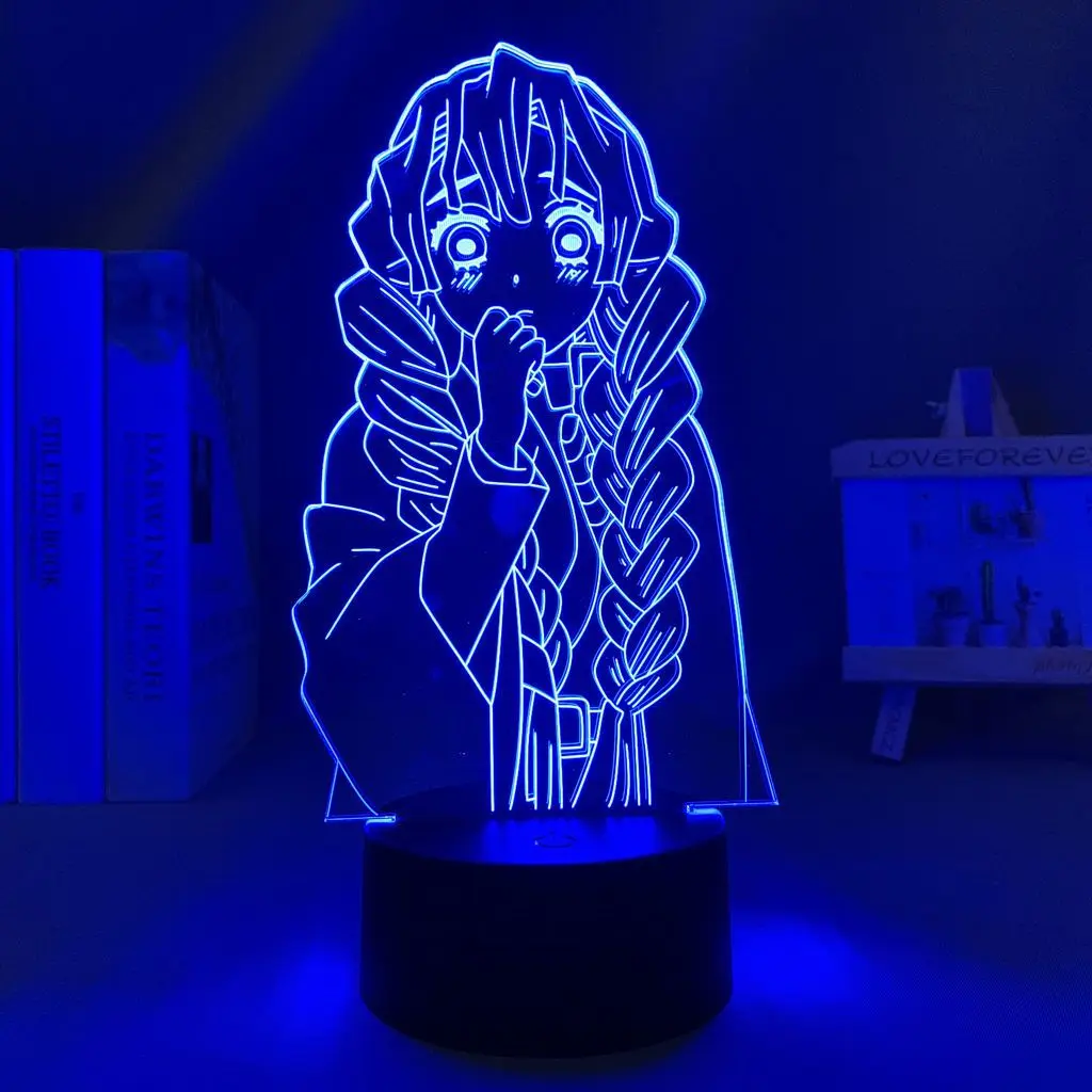 Demon Slayer Mitsuri Kanroji Anime Cartoon Cute  Acrylic Light Sign Kawaii Anime Bedroom Atmosphere Night Light Decoration Gift view 2