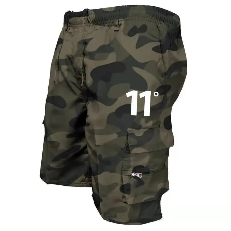 Outdoor cargoshorts herenoveralls elastische taille fietsbroek multi-pockets losse werkshorts strandsport bedrukte broek