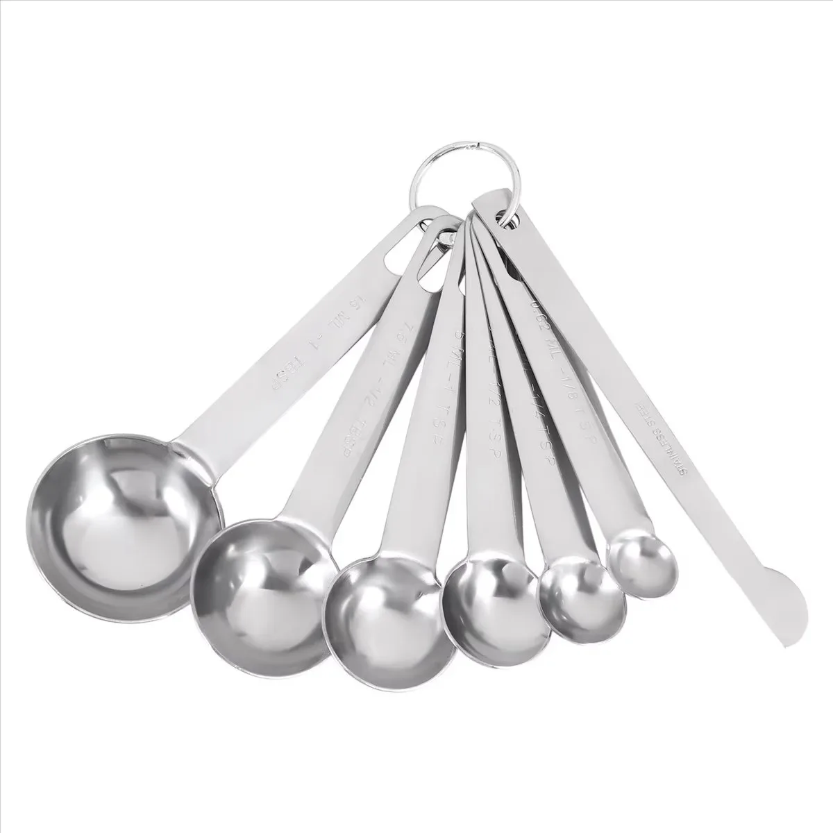 Stainless Steel Measuring Spoons Cups Set Small Tablespoon Teaspoons Set 6 with Bonus Leveler for Dry and Liquid