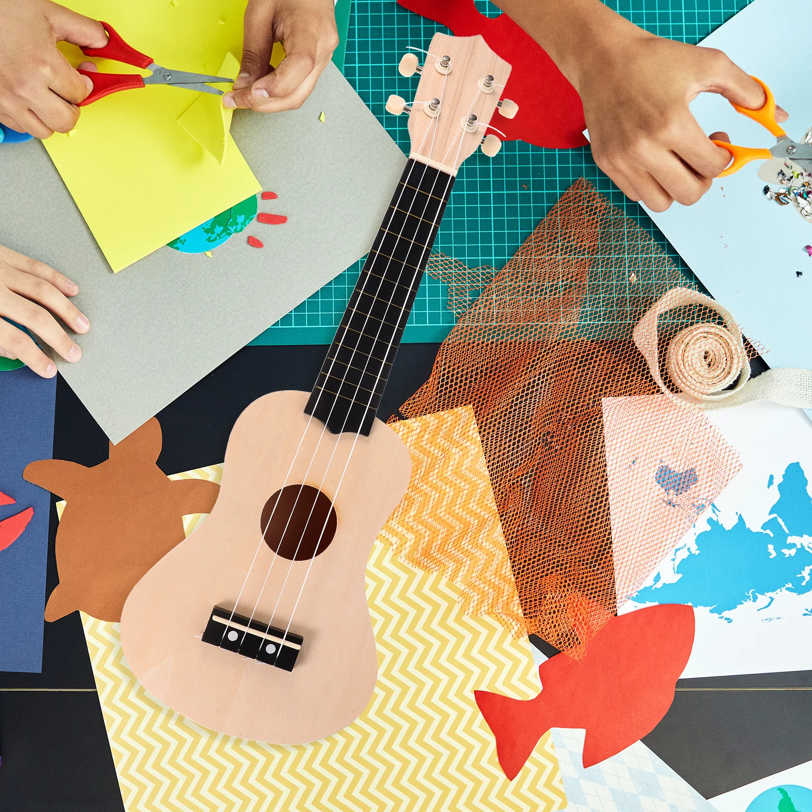 

Ukulele DIY Kit Basswood Material Pack for Self-Painting Guitar Handmade Musical Instrument Kids Adults Lightweight Durable
