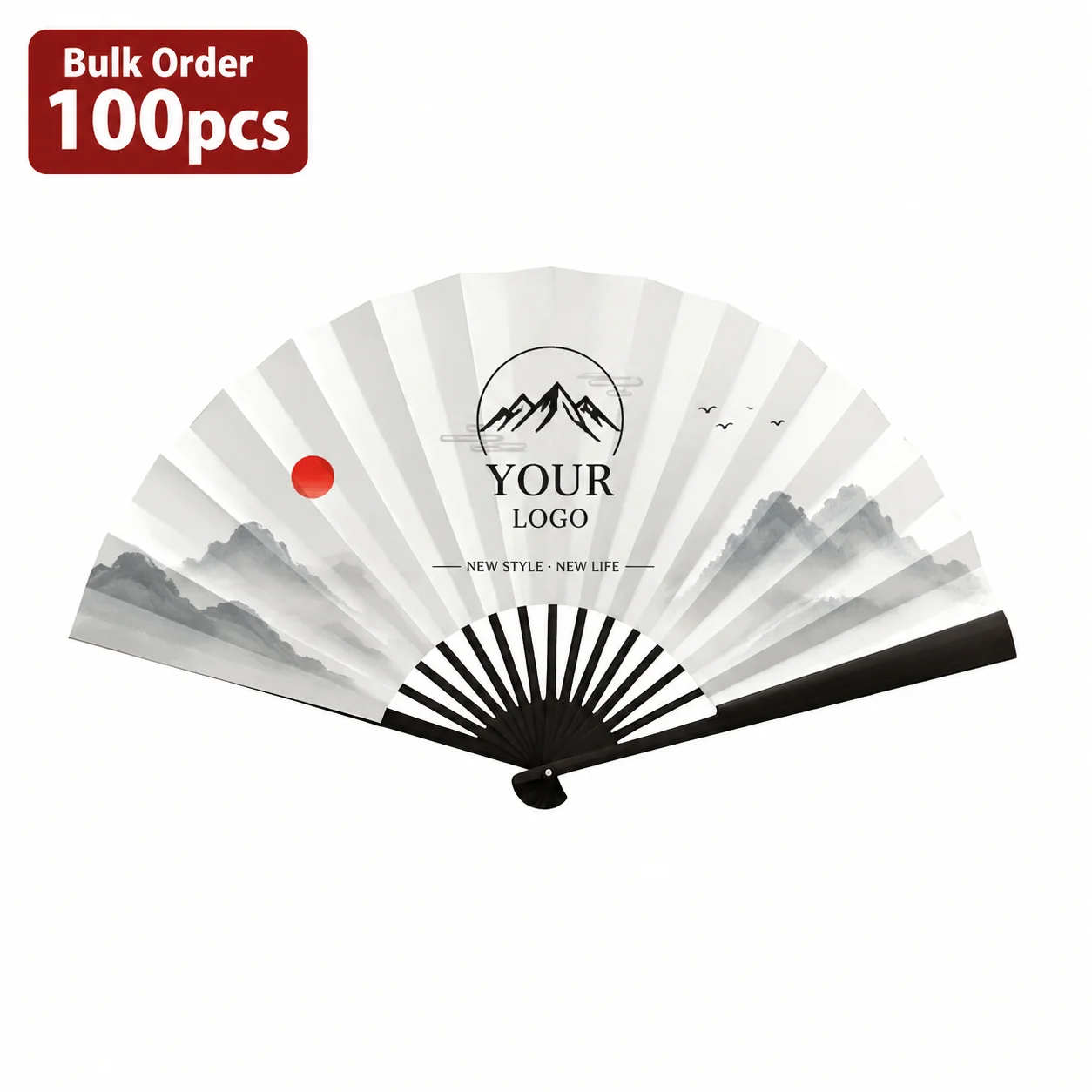 100 Pieces DIY Custom Foldable Fan Custom Photo Text Handheld Fan Souvenir Gift