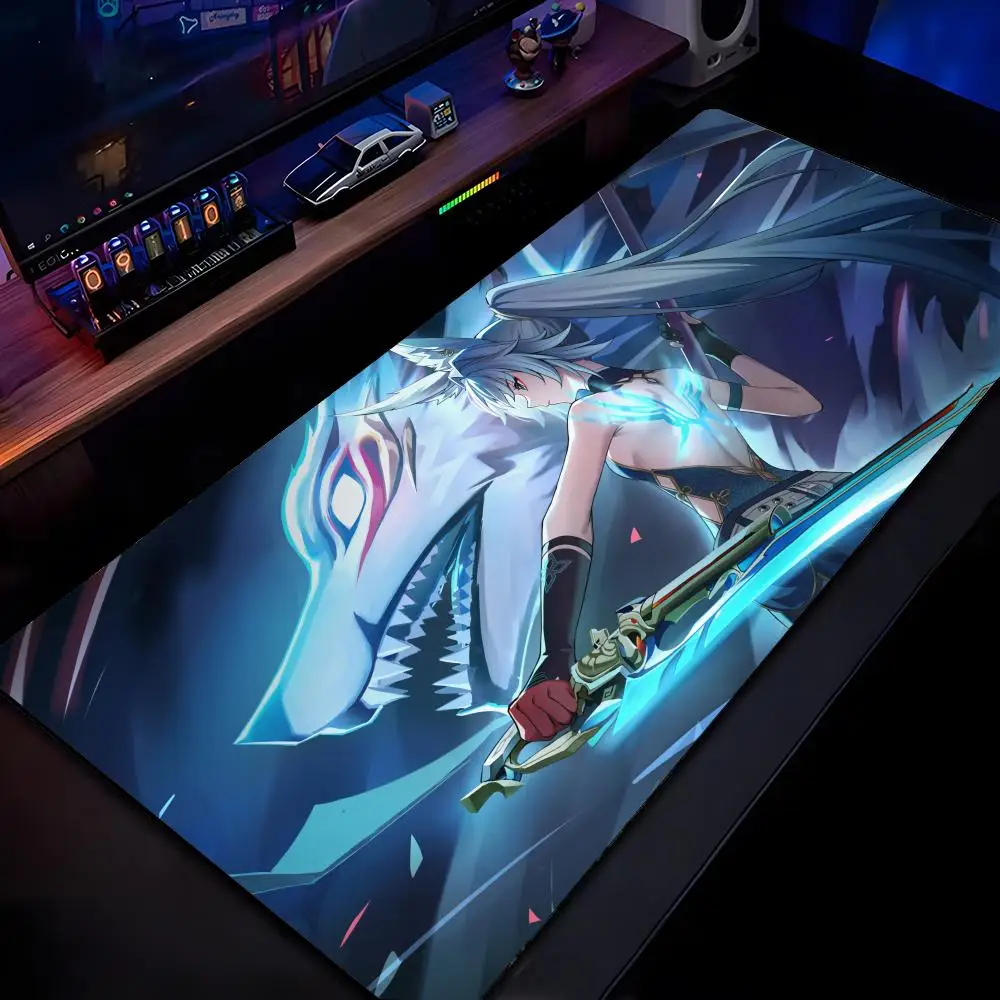 

H-Honkai Star Rail Mouse Pad Mousepad HD Printing Computer Gamers Locking Edge Non-slip Mouse Pad XXL90x40cm Keyboard PC Desk Pa
