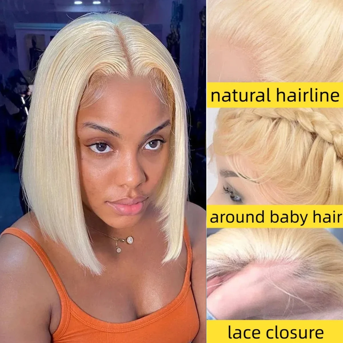 شعر مستعار أشقر شعر الإنسان بوب شعر مستعار شعر الإنسان 13X4 بوب الدانتيل الجبهة الباروكات 180% الكثافة قصيرة مستقيم بوب باروكة من شعر طبيعي مع شعر الطفل