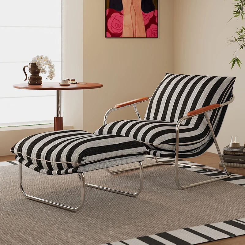 

Sofa chair living room small apartment balcony reading leisure high-end designer striped fabric single sofa