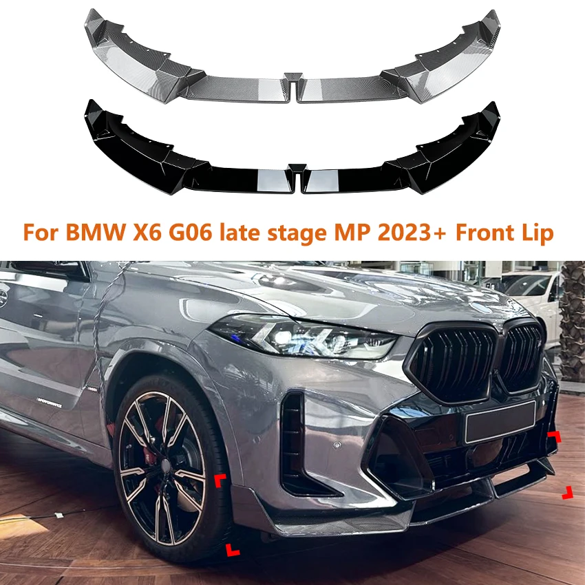 

For BMW X6 G06 late stage MP 2023+ Front Bumper Lip Spoiler Front Shovel Splitter Diffuser Body Exterior Decoration Accessories