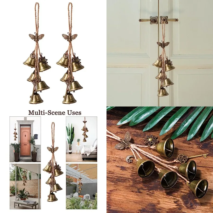 

2 Pieces Witch Bells for Door Knob for Protection Brass Bells Hanging Witchcraft Wicca Supplies Wreath Handmade Witch Bells Wic