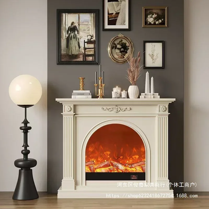 2026 European entrance fireplace cabinet American living room simulation fire fireplace TV cabinet