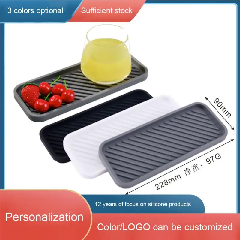 Silicone Storage Trays Soap Dish Drain Tray Sponge Holder Sink Organizer Pad Tableware Drying Mat Kitchen Bathroom Storage Racks