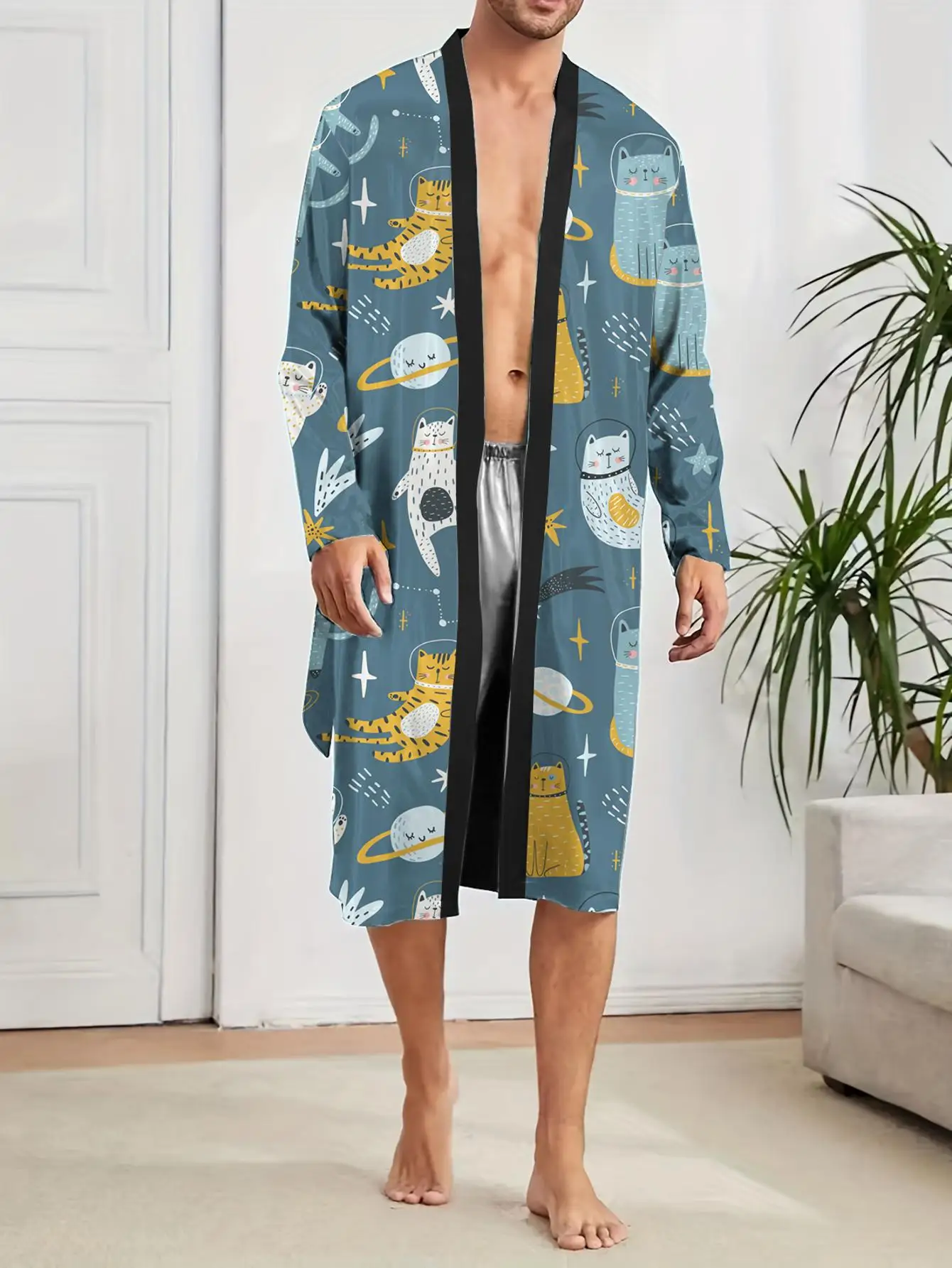 1pcs Men's Robes 2026 Spring/Summer 3D Printed Bathrobe men Sleepwear sleepwear Graphic Robe man Breathable Bathrobe