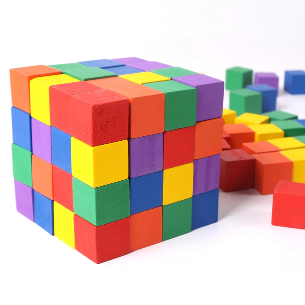 

100 pcs Colored Wood Blocks Small Square Cube DIY Craft Building Toys Smooth Solid Sturdy Even Size No for Projects