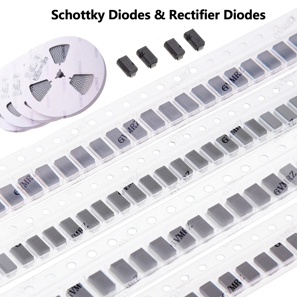 100pcs/2000pcs SS26 SS310 M5 Schottky Diodes & Rectifier Diodes Assortment Kit SS34 M7 M1 M4 RS1M RS2M US1M SF14 SS12 SS110 SS12