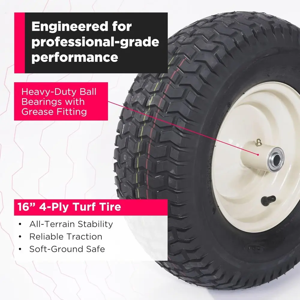 عربة يدوية شديدة التحمل بـ 8 أقدام مكعبة، سعة 800 رطل، 16 عجلة فولاذية للمنزل والحديقة والعناية بالعشب
