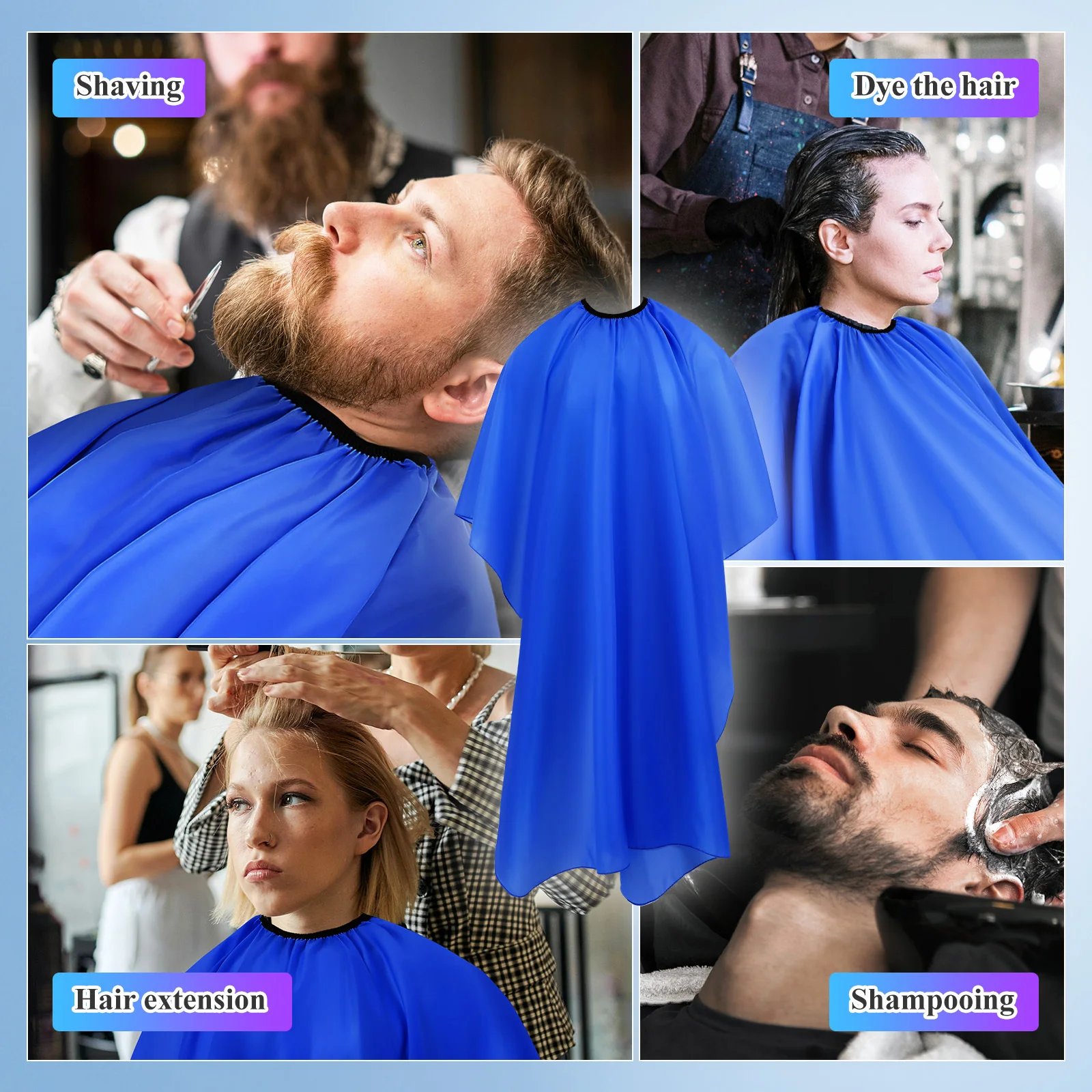이발사 케이프 미용 케이프 가벼운 탄성 넥 버클 클로저 유니버설 핏 살롱 헤어컷 앞치마 남녀 공용