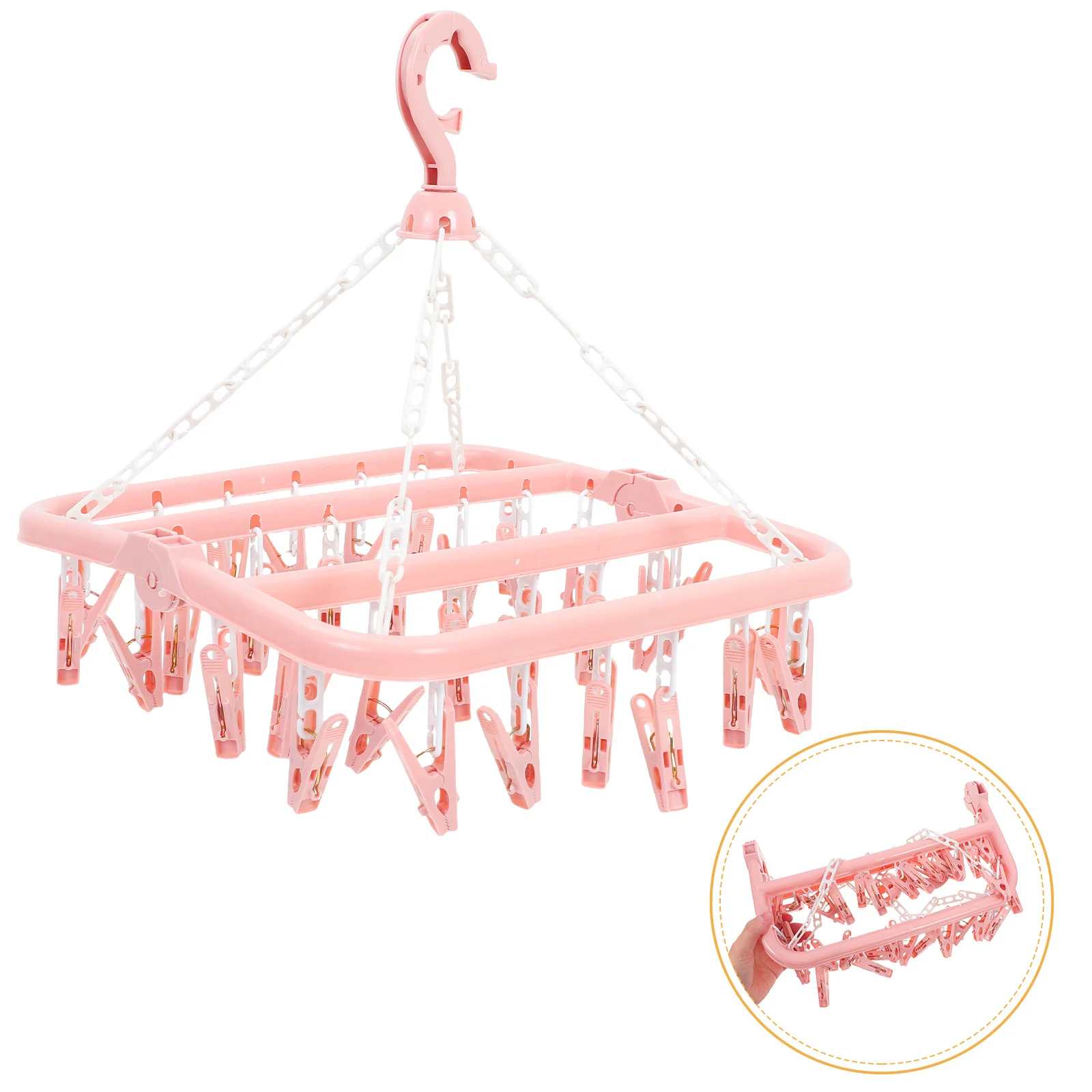 

2Pcs Clothes Drying Rack Foldable Multi-Clip Hanger 32 Strong Clips Socks Underwear Laundry Efficient Drying Rack