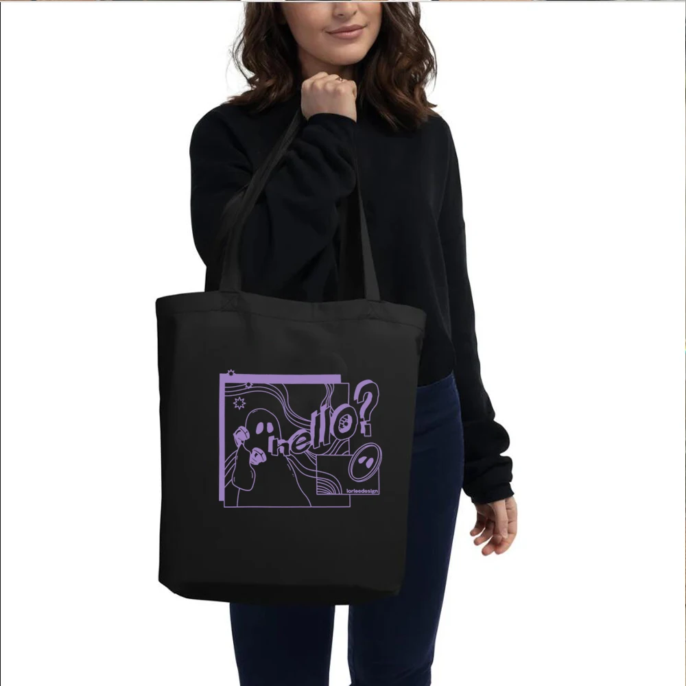 Ghost illustration cotton & heavy canvas tote bag options graphic design tote bag surreal illustration cute little ghost tote