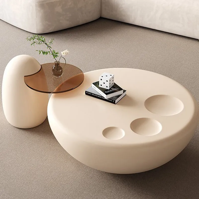 

Cream wind cat claw coffee table living room household small apartment high-end round modern simple light luxury coffee table TV