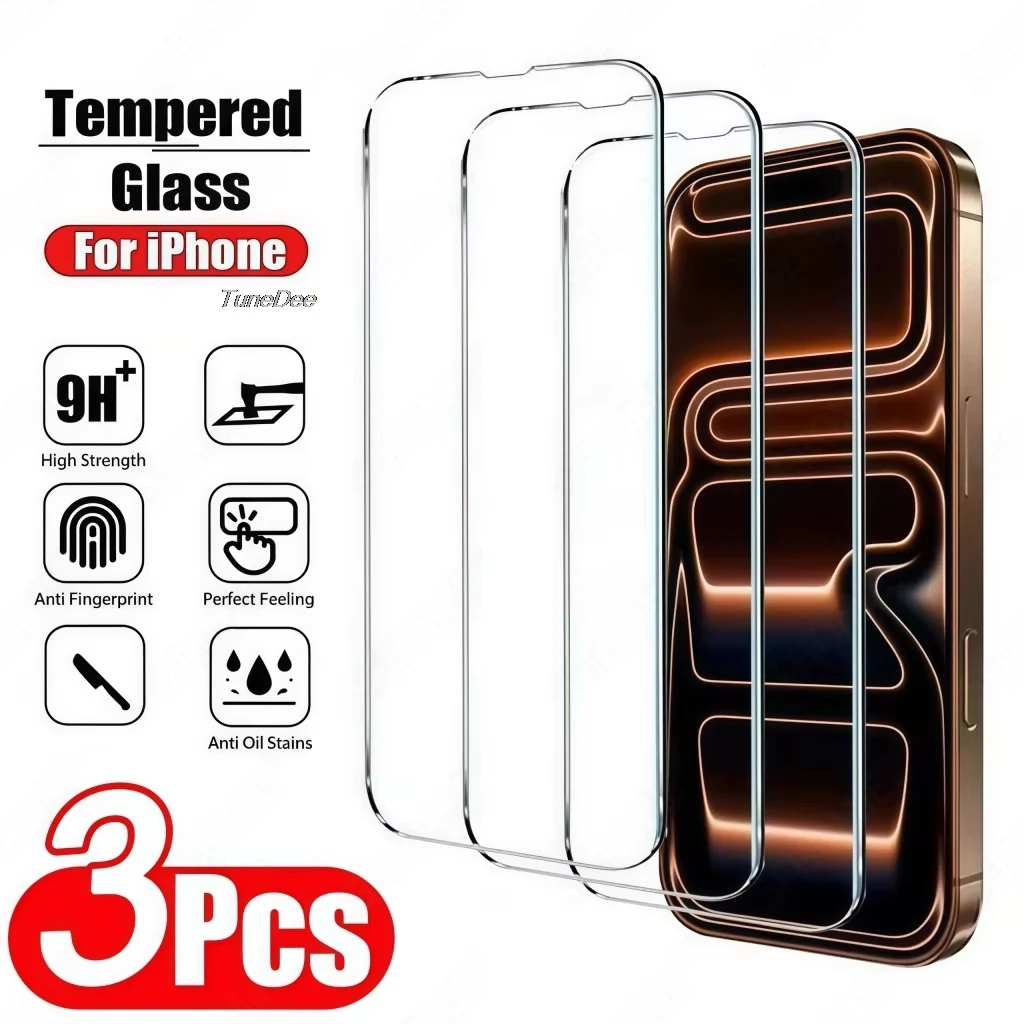 1-3 Stück Panzerglas für iPhone 17 16 Pro Max 18 15 14 13 12 11 Displayschutzfolie für iPhone 12 13 Mini 7 8 Plus X XS XR 16e Air – Detail 1