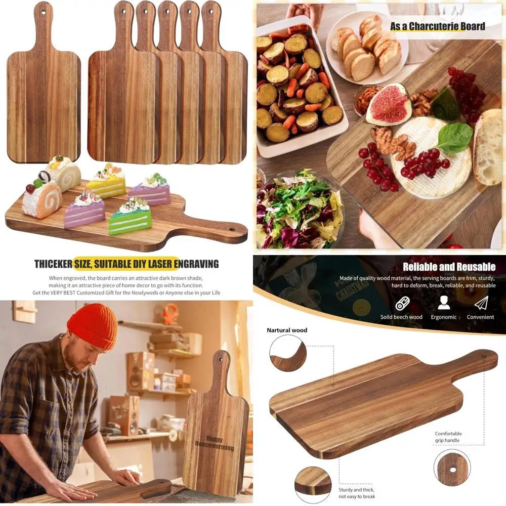 

Массовые деревянные разделочные доски с ручками — толстое кухонное разделочное блюдо для сервировки мясных изделий и гравировки