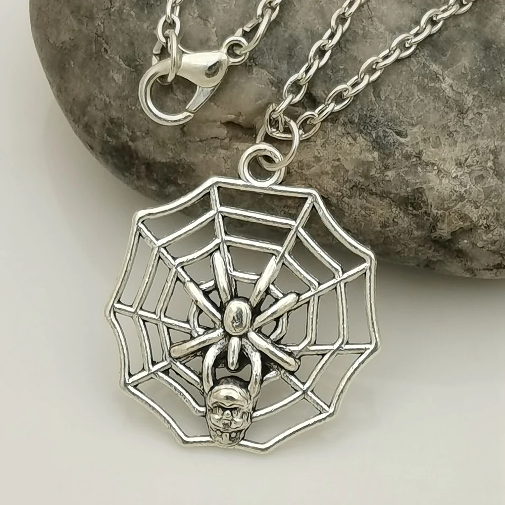 15Pcs Halloween Spider Web Pendant Necklace For Men Jewelry Gift