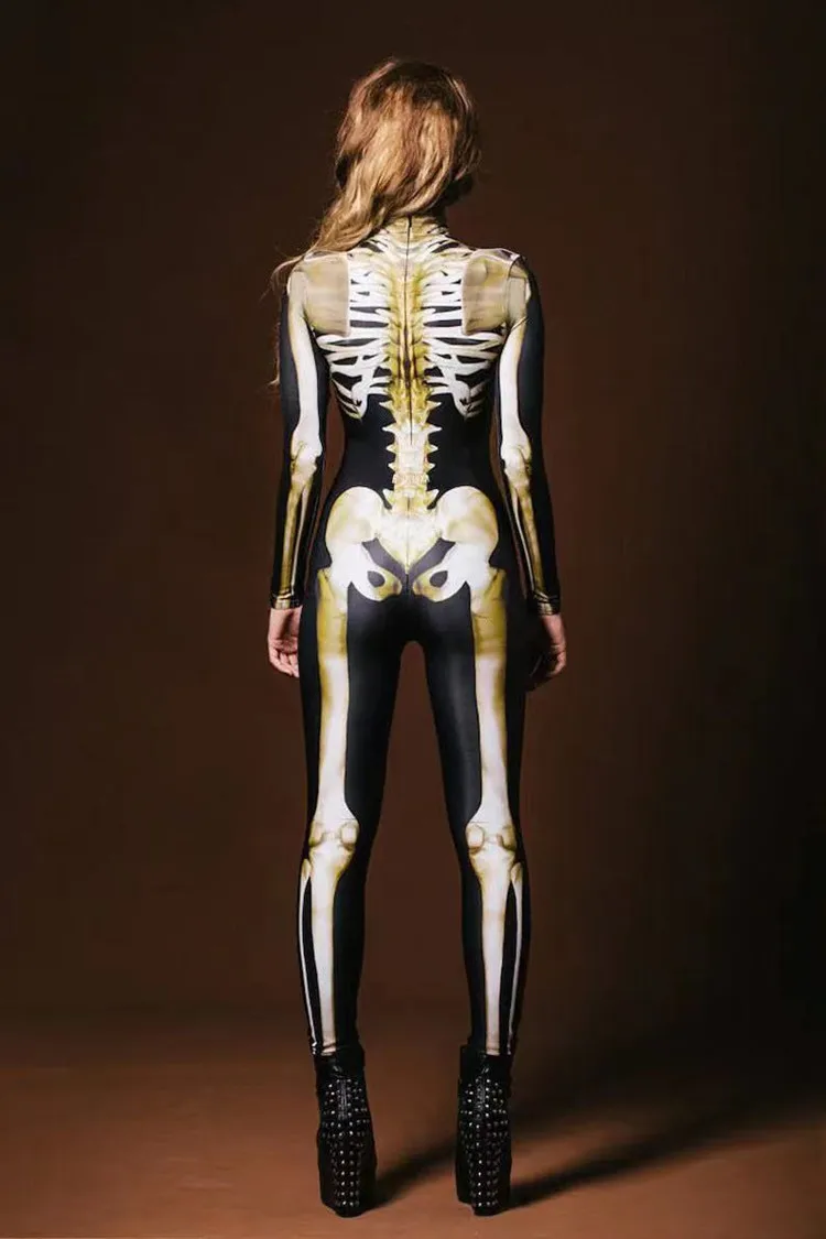 2022 neue Skeleton Schädel Digitaldruck frauen Engen Halloween Party Overall Cosplay Kostüm Zentai Bodysuit Outfits