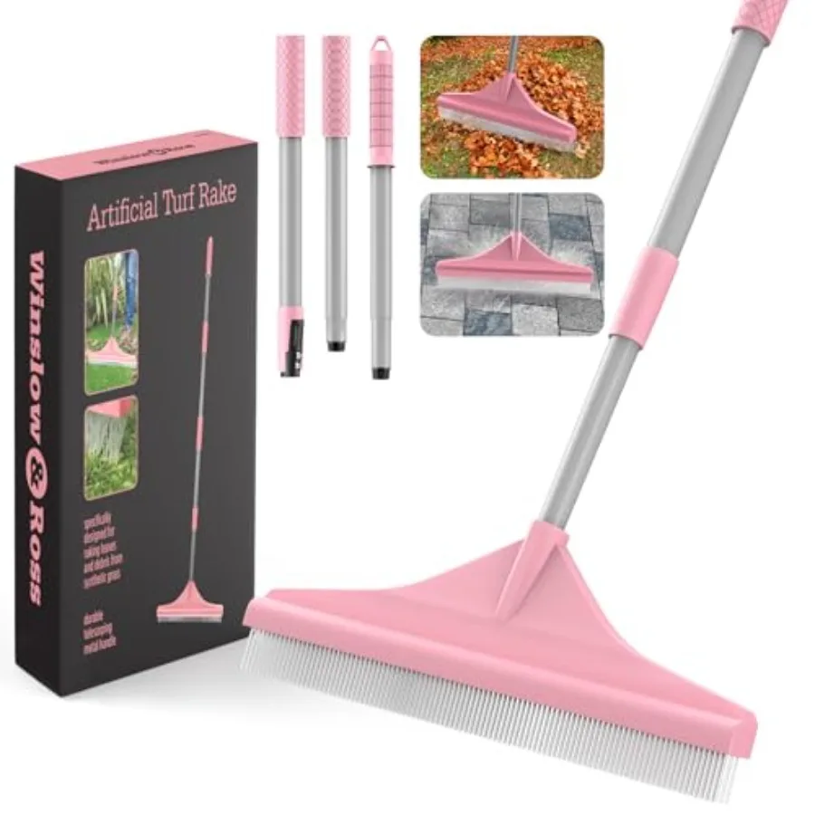 

Artificial Turf Rake with Steel Telescopic Handle 32 to 55 Inch 3 Piece-Pole Easy Storage Design Garden Hand Boom Rake for Arti