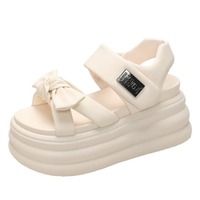 8CM High Platform Sandals Women Summer Breathable High Heels Ladies Leather Sneakers Wedges Chunky Slippers Sandalias Mujer