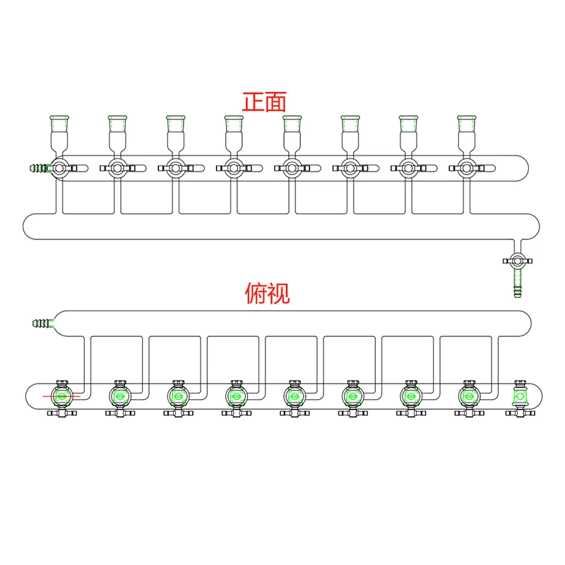 

SYNTHWARE Peptide synthesis double tube, 8 sets of valves, Total width 710mm, Borosilicate glass, N41