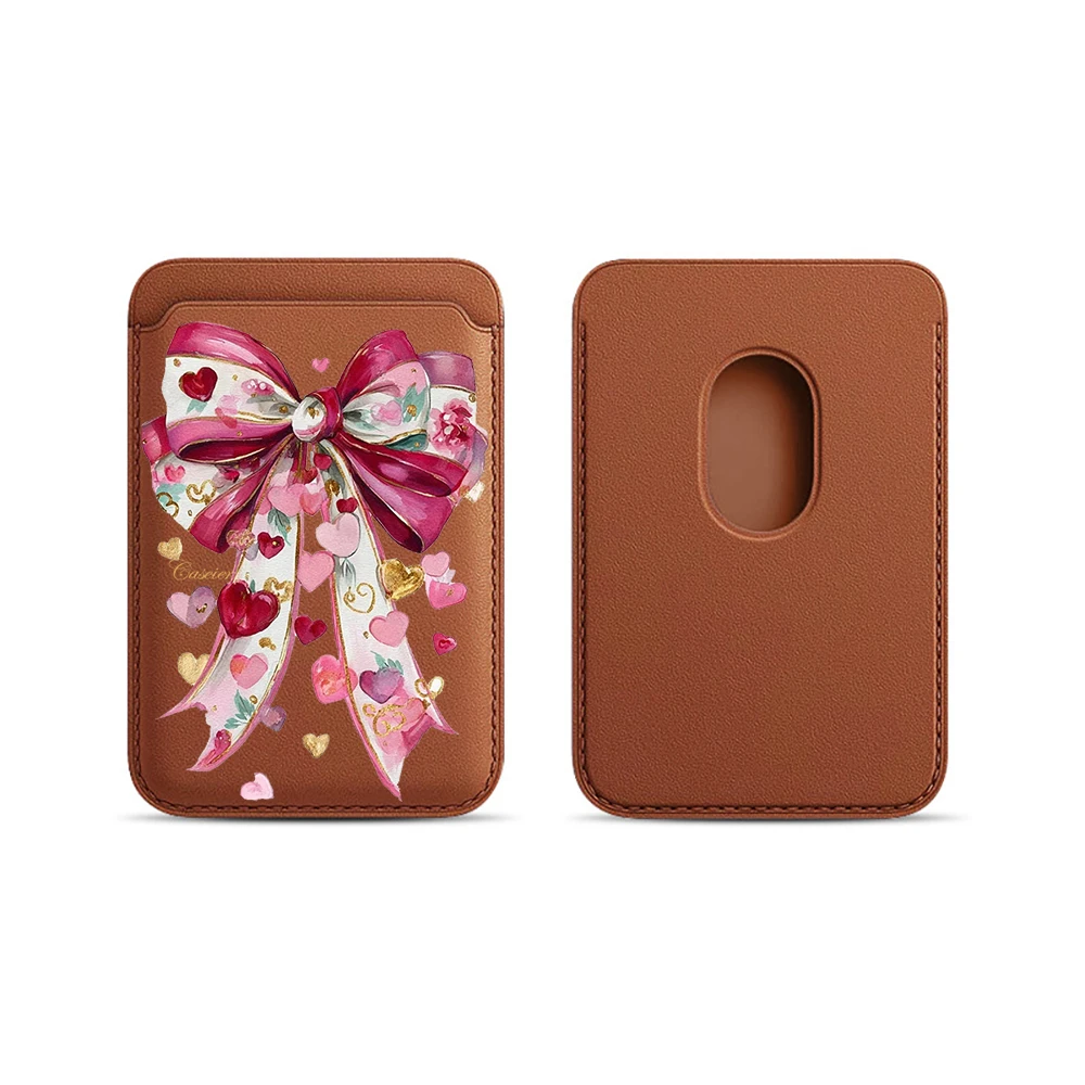 Coquet Rosa Schleife Leder-Kartenetui Handyhülle Kartenhalter Geeignet für alle iPhone-Hüllen Magsafe Magnetische Karten-Handy-Rückentasche – Detail 19