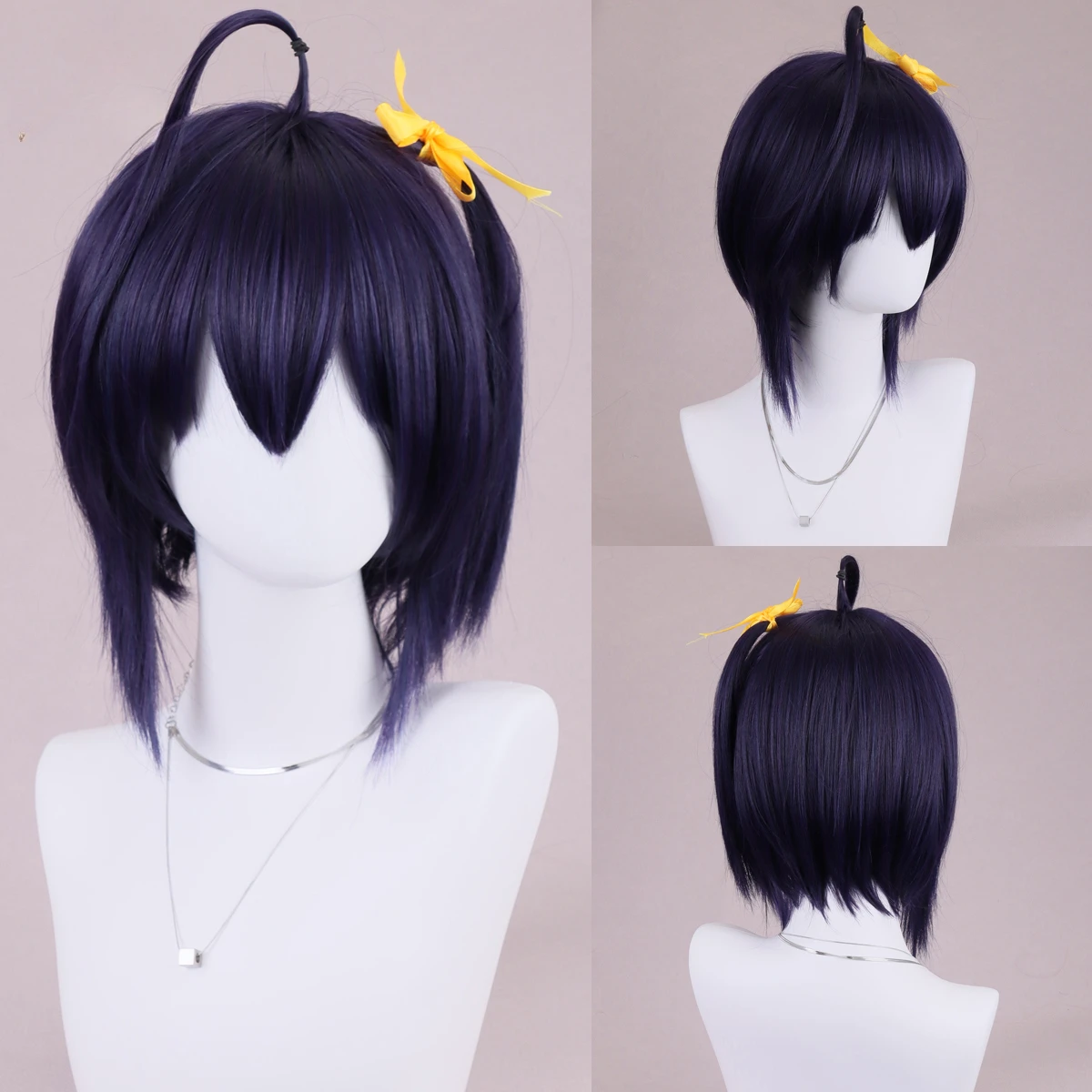 

Middle two disease also want to fall in love bird swim six flowers Blue purple-black hair band cos synthetic wig 12 inches