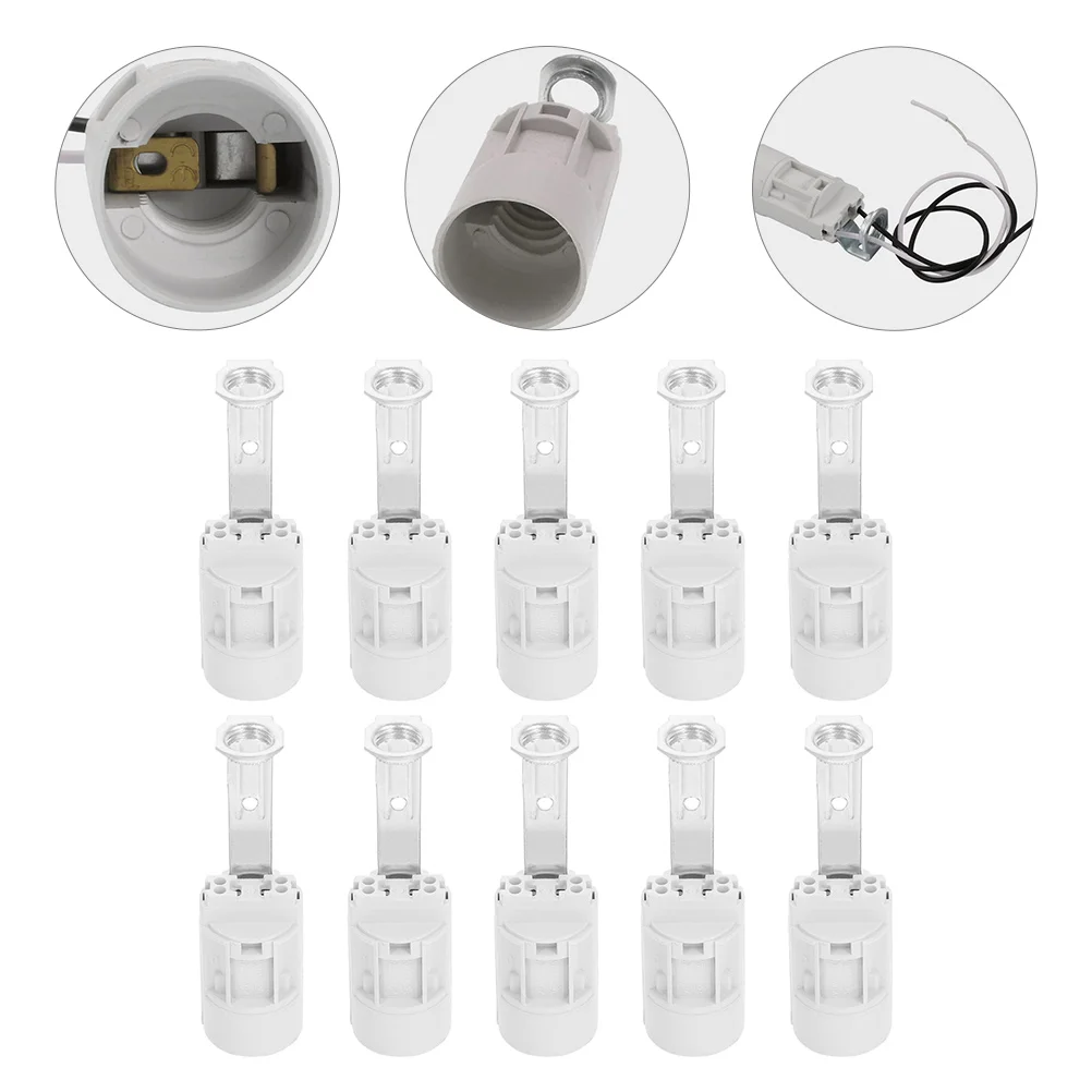 

10pcs E14 Screw Light Socket Plastic Zinc Alloy Bulb Holder Lamp Base For Chandelier Diy Lighting Fixture Replacement Parts