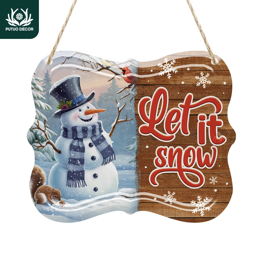 Putuo Decor 1 Stück Vintage-Metallblechschild, Let It Snow, Wandkunst-Dekor für Weihnachtsfeier, Weihnachtsfeier, Weihnachtsgeschenk
