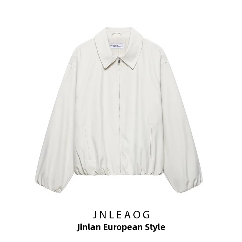 Fashionable Versatile JNLEAOG Pilot Jacket Women's Short Outerwear Polyester Standard Fit Zipper Closure Autumn New Arrival