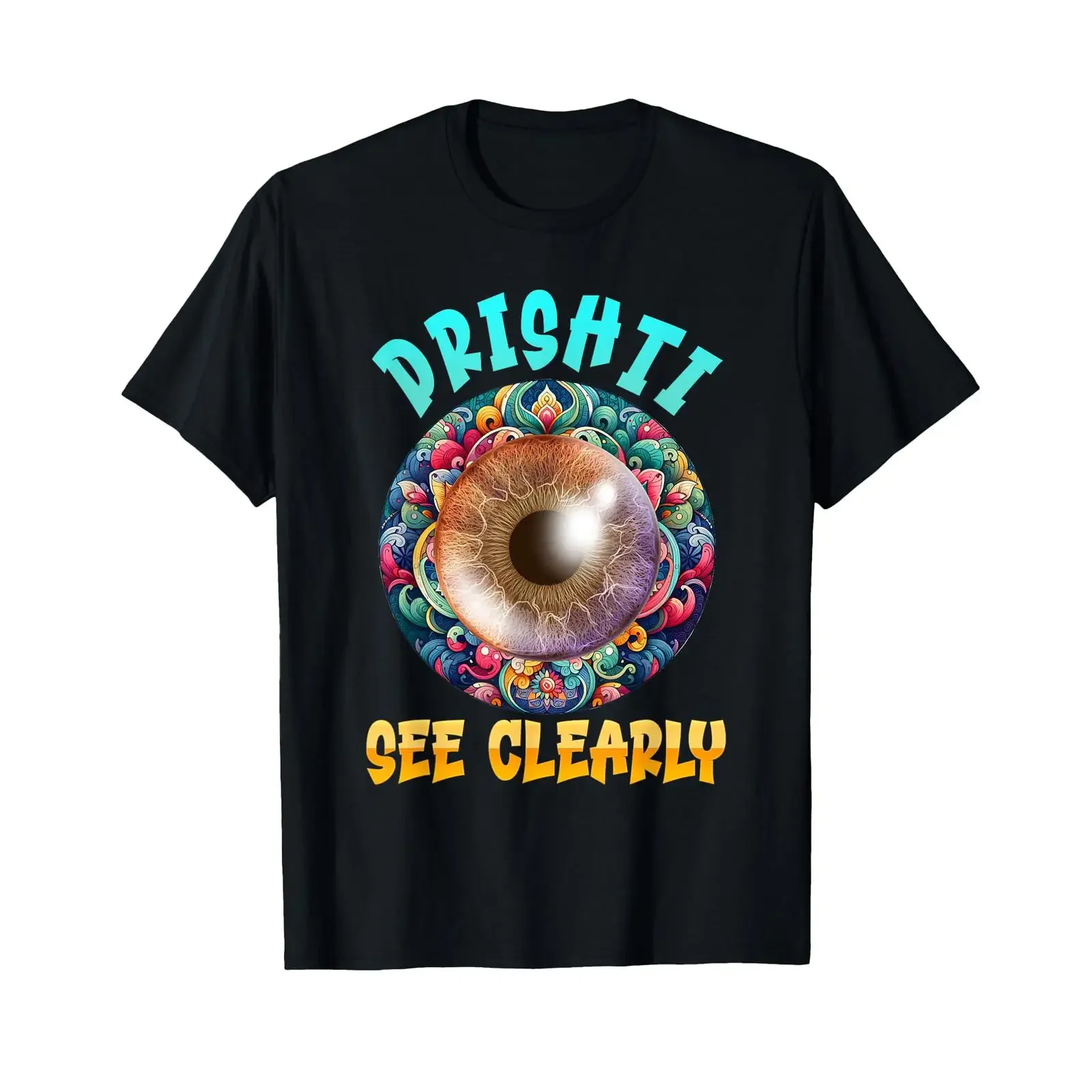 Yoga Outfit DRISHTI SEE CLEARLY Funny Yogi T Shirt vintage Washed Top For Everyday Wear homme Soft Slightly graphic Breathable