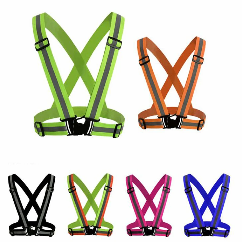 New Highlight Reflective Straps Night Running Riding Clothing Vest Adjustable Safety Vest Elastic Band For Adults And Children