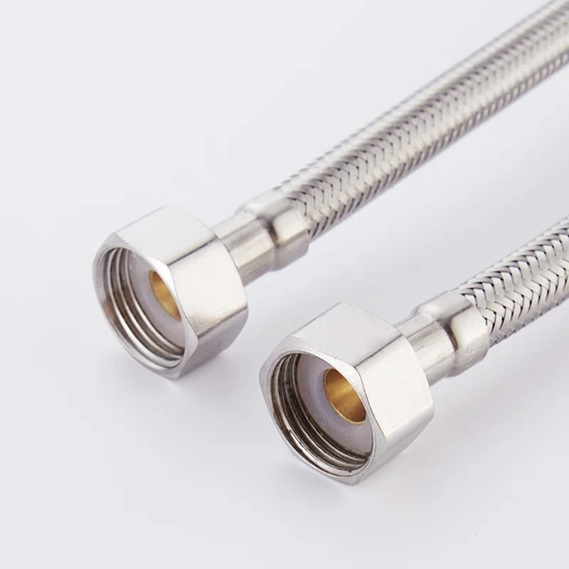 Badezimmer-Schlauch Edelstahl Flexible Sanitärrohre Küche 2-teiliges Set Kalt-Warm-Wasserhahn Zulaufschlauch G 1/2, G 3/8, G 9/16 – Detail 3