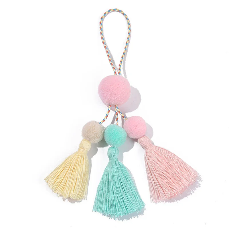 Bohemian Bag Pendant Hairball Key Ring for Women Charm Tassel Pendants Multicolor Pompom Keychain Accessories