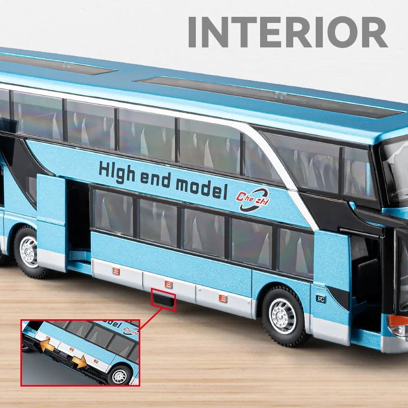 1/30 venda quente liga crianças brinquedo de dois andares ônibus carro diecasts metal elétrico turista tráfego cidade veículo passageiros rodas quentes