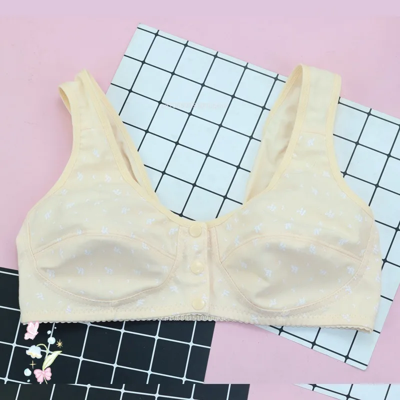 Soutien-gorge à boutons avant pour femmes, grande taille, en coton, sans fil, Anti-affaissement, sous-vêtements froncés, Бюстгальт privilien Ж бра