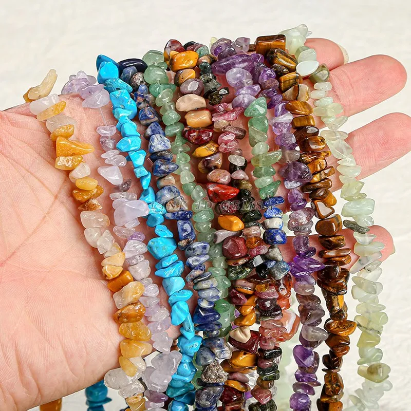 5-8mm Freeform Chip Natutal Stone Irregular Quartz Amethyst Gravel Beads Tiger Eye for DIY Jewelry Making Bracelet Necklace 15