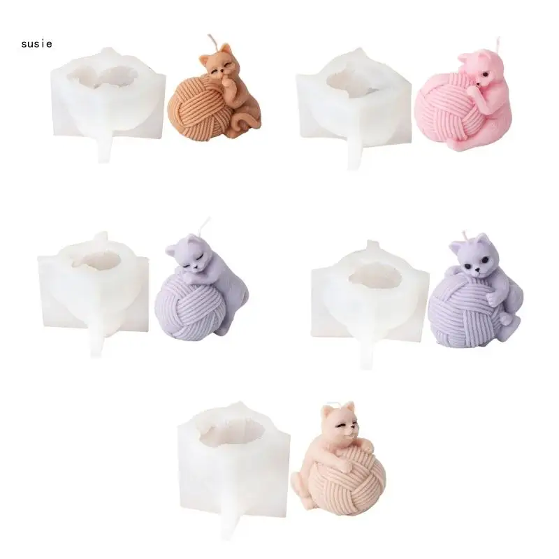 

X7YA Practical Sturdy Silicone Cats with Yarn Balling Mould Portable Accessory for Special Gifts and Home Decoration