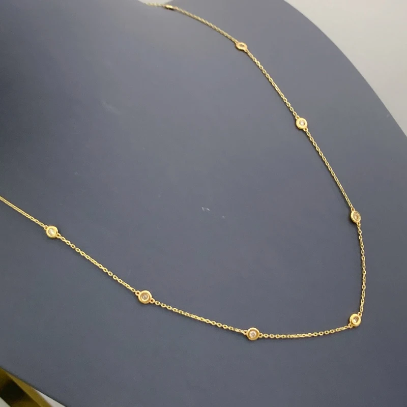 Aazuo Real Fine Jewerly 18K Orignal design Yellow Gold Real Diamonds 0.50ct Necklace Gifted for Women Wedding Party Au750