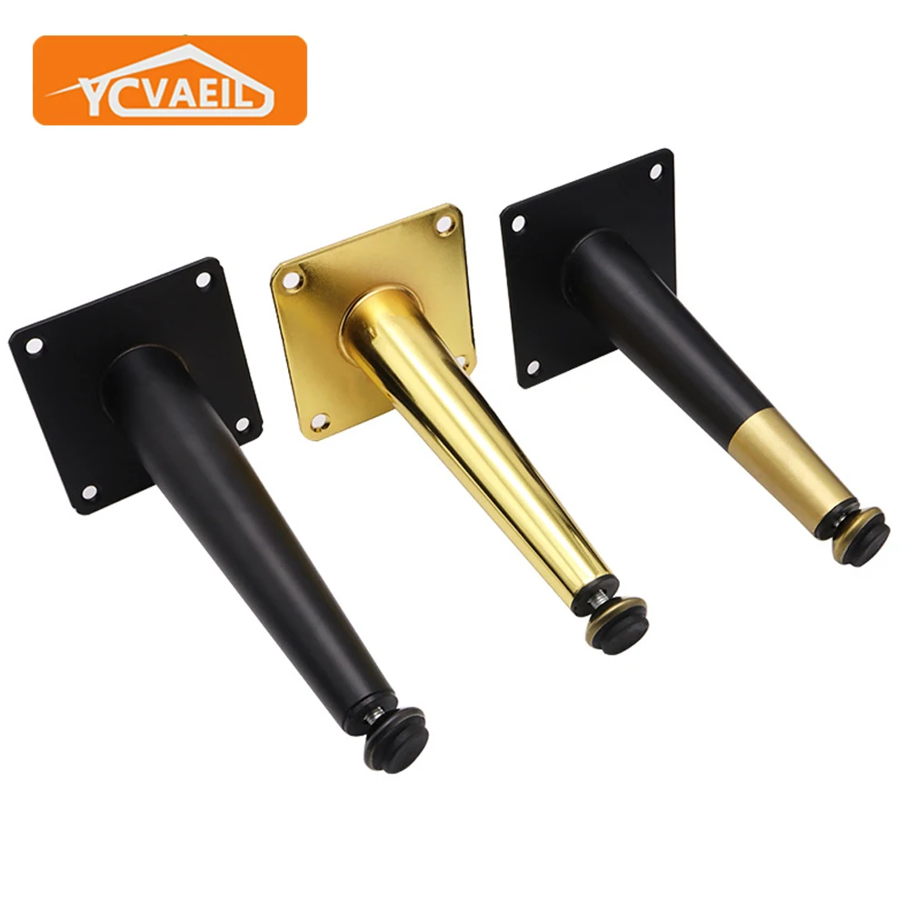 4pcs Adjustable Cabinet Legs for Furniture Feet Metal Oblique Cone 10-40cm TV Cabinet Dressing Table Sofa Chair Feet Black Gold