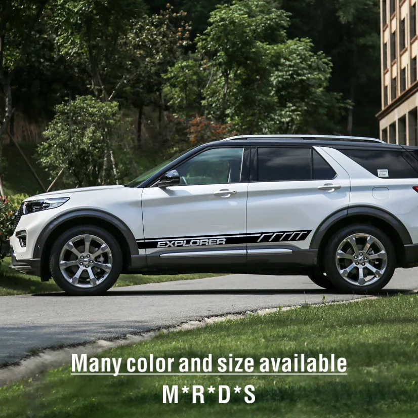 

2 Pcs Door Side Stripes Skirt Sticker Graphics Body Vinyl Decal For Ford Explorer U502 ST Sport Accessories