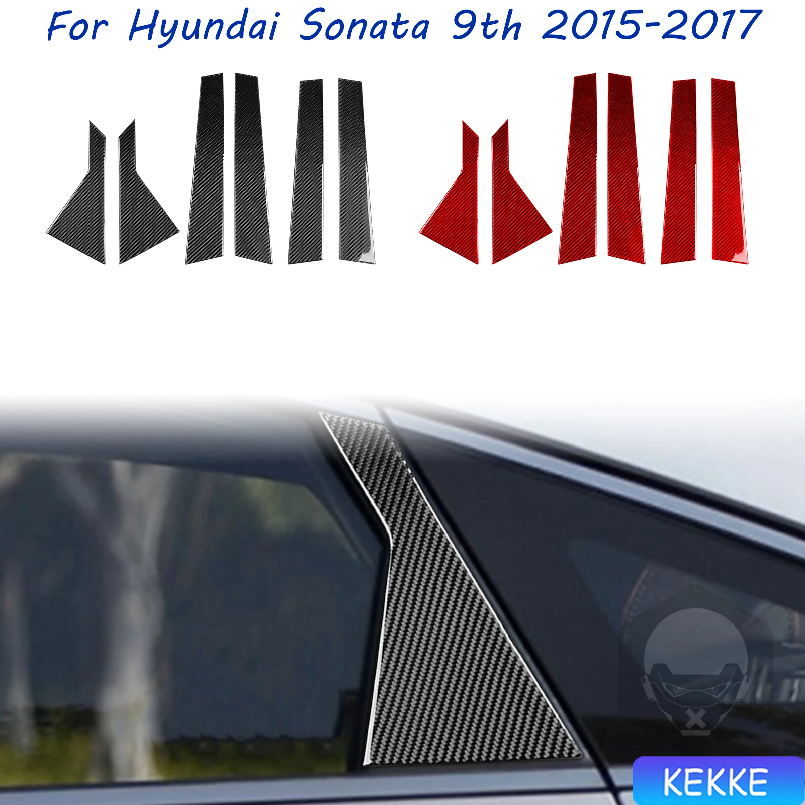 

For Hyundai Sonata 9 2015 2016 2017 Outer B-pillar Trim Real Carbon Fiber Sticker Car Interior Accessories