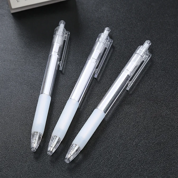 Simple non-printing wind press gel pen transparent 0.5mm black office stationery bounce pen press sign pen Glass pen