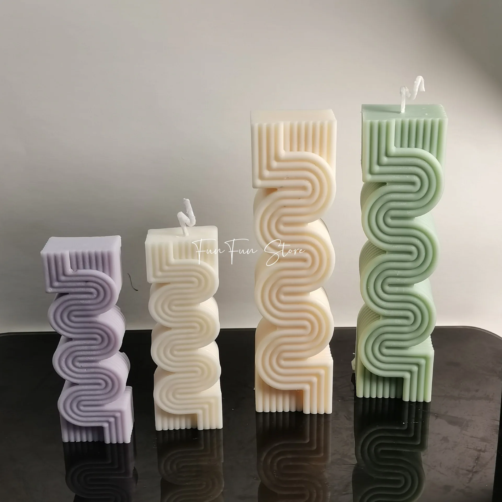 Geometric Wavy Stripe Shape Candle Silicone Mold Easy Demoulding Candle Plaster Pendant Making Mold DIY Silicone Candle Mold